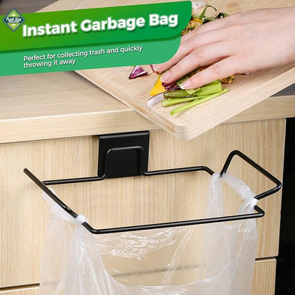 Trash Bag Holder,2 Pack Trash Bag Holder for Cabinet Door and Cupboards,Stainless Steel,Black,Plastic Bag Holder under Sink,Use for Kitchen,Bathroom,Camper,Rv