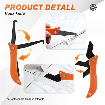 23 Pack Grout Removal Tool Kit, 2 Tile Grout Saws with 6 Extra Blades, 2 Hand Grout Saw with 5 Cleaning Sawtooth Blades, Hook Knife, for Bath Shower Floor Tile Grout Cleaning Caulk Remover