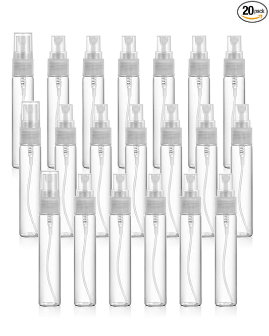 20 Pack Set 10ML Protable Refill Bulk Atomizer Spray Travel Perfume Bottle Hydrating Empty Bottle (Clear)