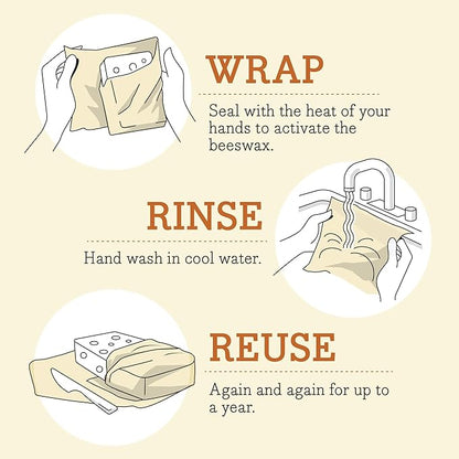 Bee's Wrap Beeswax Wraps for Food - 3 Pack of Medium Beeswax Wraps - Plastic Free Made in USA Reusable Natural Food Wrap - Honeycomb Print