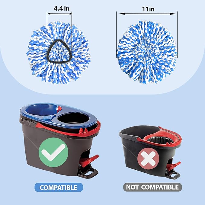 Nuorest Spin Mop Replacement Heads, Microfiber Mop Refills, Easy to Replace (6 Heads)