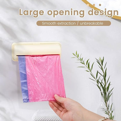 2 PCS Wall Mount Trash Bag Dispenser Roll Holder, Kitchen Garbage Bag Storage Box Roll Holder, Plastic Bag Holder Organizer Under Sink (Beige)