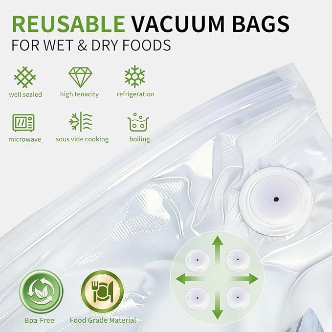 Xinyonxin Handheld Vacuum Sealer Machine with 30 Reusable Bags, Cordless Electric Food Preservation Pump for Meat and Sous Vide, USB Rechargeable Mini Sealing System for Kitchen