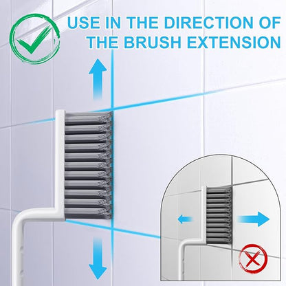 MIXVOVA V-Shaped Grout Cleaner Brush, 3 Pcs Grout Brushes for Tile Floor, Handheld Grout Cleaning Brushes Set with 3 Hooks for Shower, Bathroom, Kitchen, Home Use, Stiff Bristle