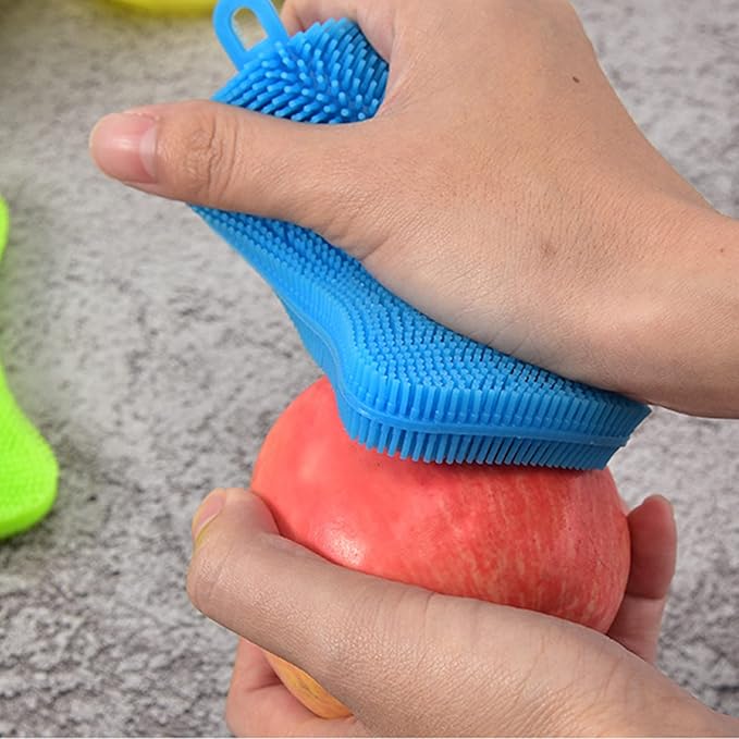 6 Colors Silicone Cleaning Scrubber，Colored Sponges for Dishes for Cleaning Silicone Scrubber Kitchen