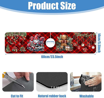 Chrismas Sink Splash Guard Faucet Mat Cute Christmas Absorbent Fast Drying Mat Sink Gadgets Splash Guard Behind Faucet Drip Catcher for Kitchen Bathroom 23.5"X5.5"