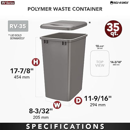 Rev-A-Shelf 35 qt. Silver Polymer Replacement Waste Container Pullouts