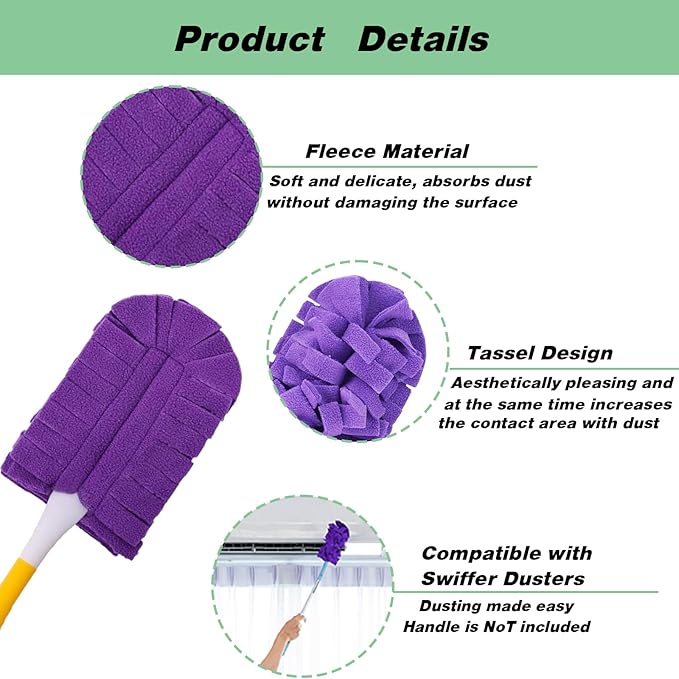 14 Pcs Duster Refill Fleece Refills for Swiffer, Hand Dusters Cleaning Reusable Duster Pads for Ceiling Fan, Washable Dusters for Window, Sofa and Flooring, Rainbow Colors