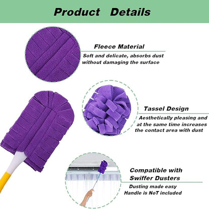 14 Pcs Duster Refill Fleece Refills for Swiffer, Hand Dusters Cleaning Reusable Duster Pads for Ceiling Fan, Washable Dusters for Window, Sofa and Flooring, Rainbow Colors