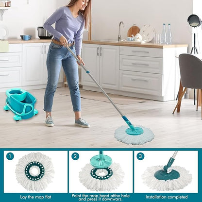 4 Pack Spin Mop Heads Replacement Compatible with Leifheit Clean Twist,Microfiber Head Mops for Leifheit Clean Twist Mop Systems,Dry Wet Clean All Hard-surfaced Floors Machine Washable
