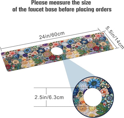 Sink Faucet Absorbing Mat, 2 Pack Drying Mat Around Faucet Sink Splash Guard Behind Faucet Sinkmat For Kitchen Bathroom Island Rv 24 * 5.5 Inch (60 * 14 cm)