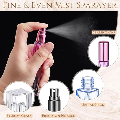 Domensi 40 Pcs 10/15/20/30 ml Perfume Travel Refillable Glass Bottles Spray Bottle Perfume Atomizer for Cologne Dispenser Leak-proof Fragrance Bottles Atomizer Pump Kit (10 ml,Fresh Color)