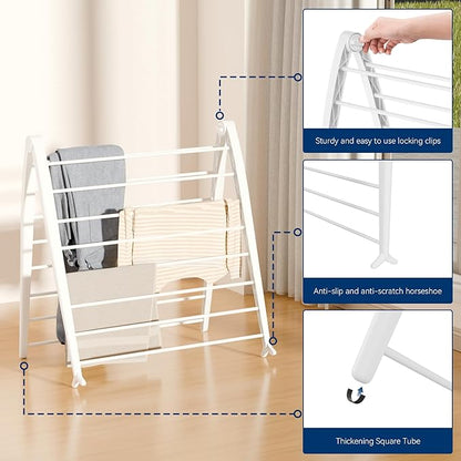 Whitmor Spacemaker Folding Drying Rack, Indoor Clothes Organizer with Patent-Pending Design, Space Saving, 6" L x 26" W x 51.5" H,Pearl