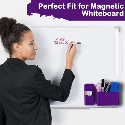 KITANIS Magnetic Pen Holder,2 Pack Magnetic Dry Erase Marker Holder with Generous Compartments,Strong Magnet Storage Marker Pen Pencil Organizer for Refrigerator,Whiteboard,Locker Accessories