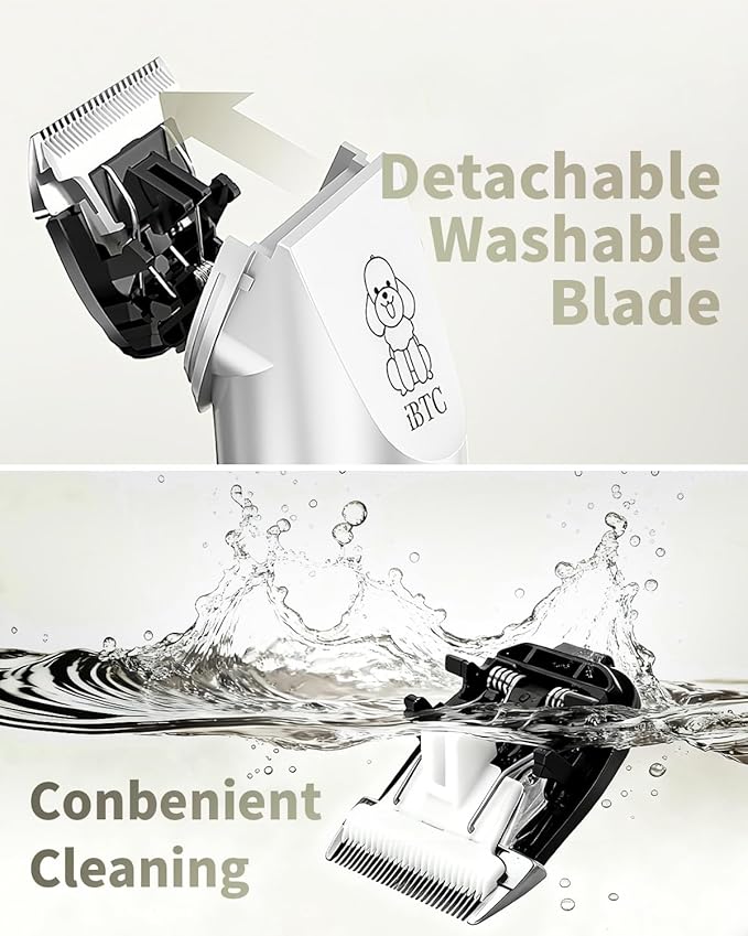 iBTC Dog Shaver Clippers Low Noise Rechargeable Cordless Electric Quiet Hair Clippers Set for Dogs Cats Pets Features a Ceramic Blade Head that is Removable (red)