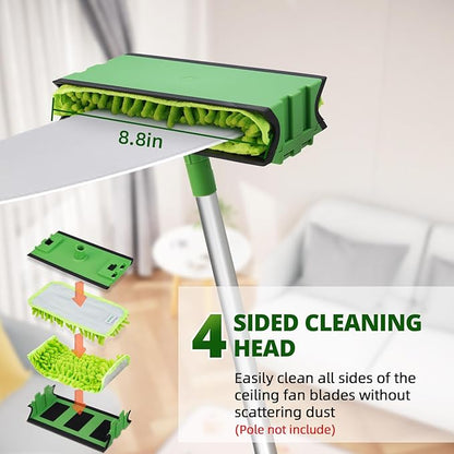 Ceiling Fan Cleaner Duster Replacement Head Compatible with Unger Telescopic Extension Pole Fan Blade Cleaning Tool Reusable Pads for Cleaning Ceiling Fan, Baseboard, Blind, Molding, Cobweb