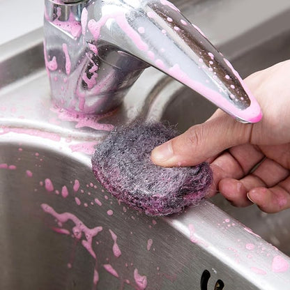 Steel Wool Scrubber 20Pcs Steel Wool Soap Pads Pre-Soaped Pan Scrubber Effective Clean Soap Pads Non Scratch Metal Scouring Pads Sponges Washing Up for Cleaning Pots Pans Ovens Tough Kitchen Grease