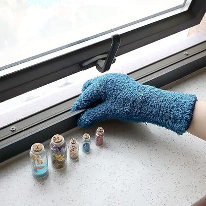 Patelai 2 Pairs Microfiber Gloves for plants Dusting Cleaning Glove Mittens House Cars Blinds Dusting(Blue,Large)