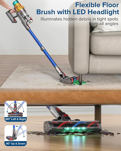 Belife S8 Cordless Vacuum Cleaner, 600W 48Kpa Stick Vacuum with 65Mins Runtime, Self-Standing, 1.6L Large Dust Cup, Anti-Tangle Smart Wireless Handheld Vacuums for Carpet, Hardwood Floor & Pet Hair