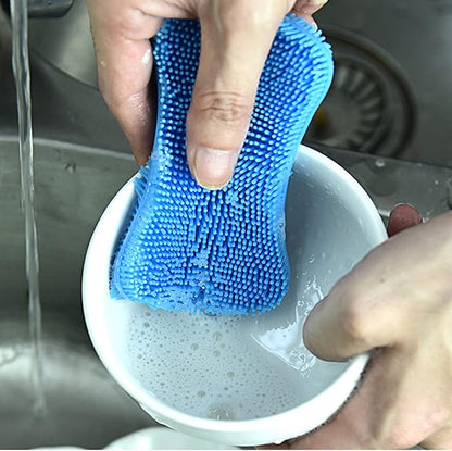 6 Colors Silicone Cleaning Scrubber，Colored Sponges for Dishes for Cleaning Silicone Scrubber Kitchen