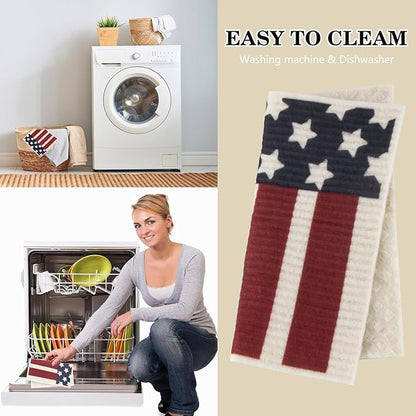 6 Packs Swedish Kitchen Dish Cloths - Reusable Paper Towels for Counters & Dishes - Eco-Friendly Cellulose Sponge Cloth (Flag)