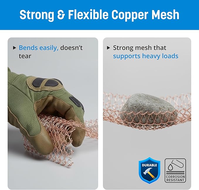 Coldbreak Copper Mesh Rodent Control – 5" x 400' Rustproof Copper Wool Roll for Wall Hole Filler, Rodent Control, Bat & Snail Blocker – Perfect for Hole Sealing, Gardening & Water Pipe Openings