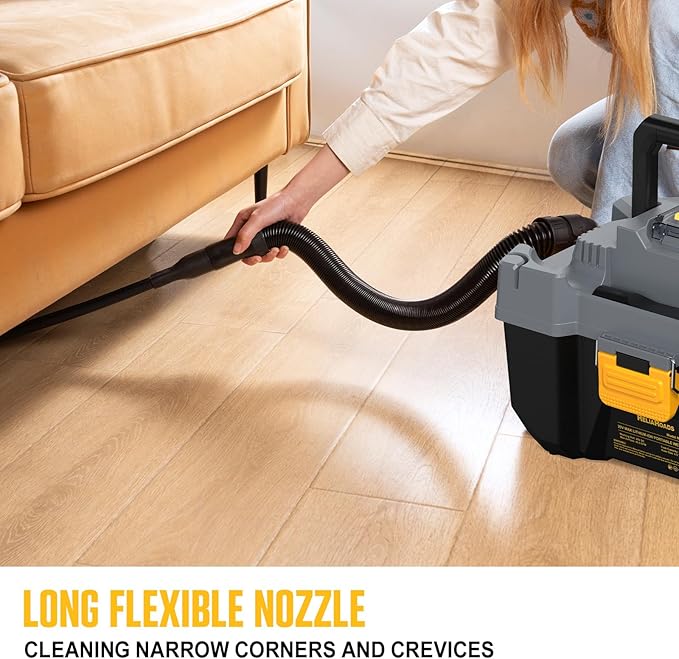 20V Cordless Wet Dry Vacuum, 2 Gallon Vacuum Cleaner, Powerful Suction, Four Nozzles, A Replacement Cartridge (Battery Not Included)
