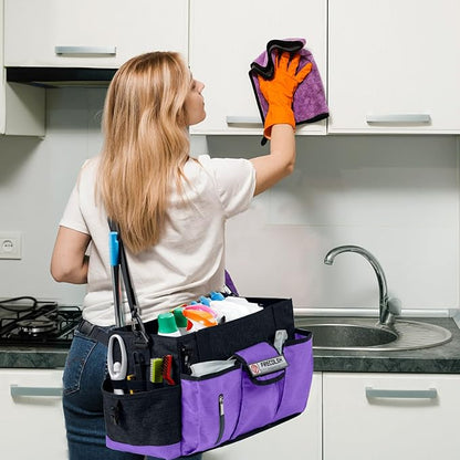 Cleaning Caddy for Cleaning Suppliers Organizer with Pockets for House Cleaning Essentials, Cleaning Organizer, Wearable Cleaing Bag Tote, Storage Caddy for Housekeeping