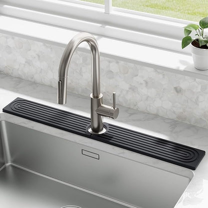 DK177 Faucet Mat for Kitchen Sink - Water Absorbing Stone Tray for Sink, Diatomite Fast-Drying Faucet Mat, Faucet Splash Guard for Bathroom Counter (Dark Gray, 30" x 4")