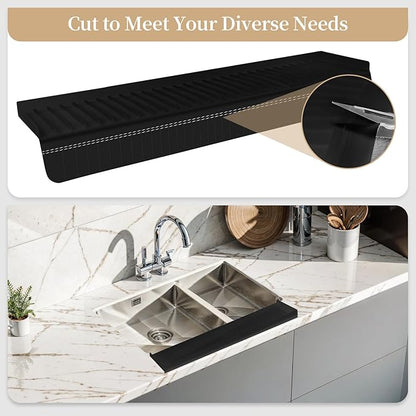 Sink Edge Protector with Suction Cup, 30" x 4", Silicone Sink Splash Guard for Kitchen & Bathroom, Protect Countertop from Scratches, Stains, for Stainless Steel Granite Quartz