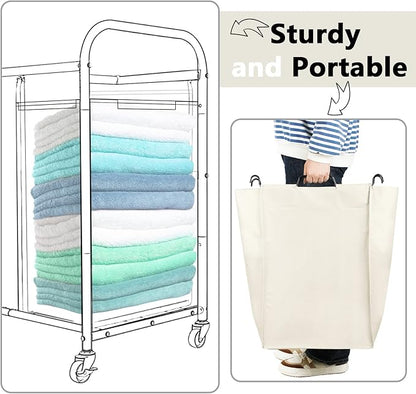 Bonuci 3 Pcs Laundry Sorter Replacement Bags Hamper Cart Removable Replacement Laundry Storage Organizer Bag Hamper Liner, No Hooks 14.76 x 8.66 x 21.65 Inch (Beige,Gray,Black)