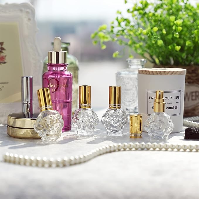 YU FENG 12pcs 10ml Glass Perfume Bottles Empty Atomizer Refillable Glass Spray Bottle With Funnels Pipettes Dispensers Portable Fragrance Bottle for Travel