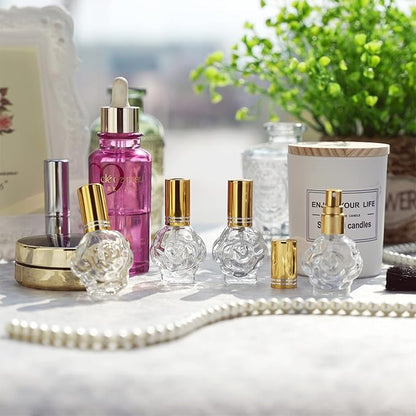 YU FENG 12pcs 10ml Glass Perfume Bottles Empty Atomizer Refillable Glass Spray Bottle With Funnels Pipettes Dispensers Portable Fragrance Bottle for Travel