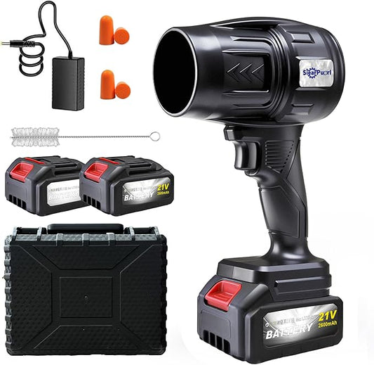 21V Cordless Leaf Blower with Batteries and Charger–980000RPM,Lightweight High-Speed Air Blower for Lawn Care,Patio& Driveway to Cleaning Leaves and Dust,2.6AH Batteries