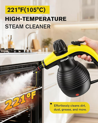 Handheld Steam Cleaner, 1050W Multipurpose Portable Steam Cleaner with 10 Accessories, Chemical-Free High Pressure Steamer for Tile, Grout, Floor, Kitchen, Bathroom, Windows