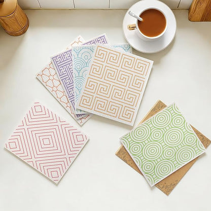 Homaxy Swedish Dishcloths for Kitchen, 8 Pack Geometric Reusable Paper Towels with Clips, Absorbent Cellulose Sponge Dish Cloths for Washing Dishes, Non-Scratch & Odor-Free Dish Rags