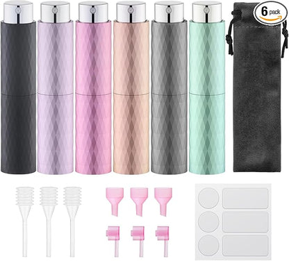 Lulupack Travel Perfume Bottle Refillable - Cologne Spray Atomizer Mini - Small Travel Size Empty Sprayer for Refill Sample Container - Portable Fragrance Decant Dispenser for Women Men 8ml 6PCS Matte