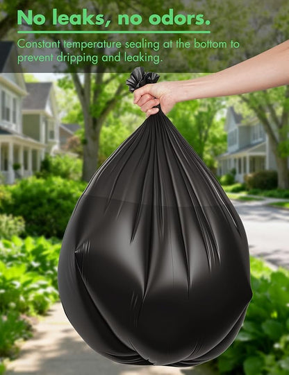 13-Gallon compostable Trash Bags: 50 Count Biodegradable Garbage Bags for tall kitchen trash can Liner, Thick Unscented, Tear & Leak Proof for Food Waste/bathroom/Garden, Black