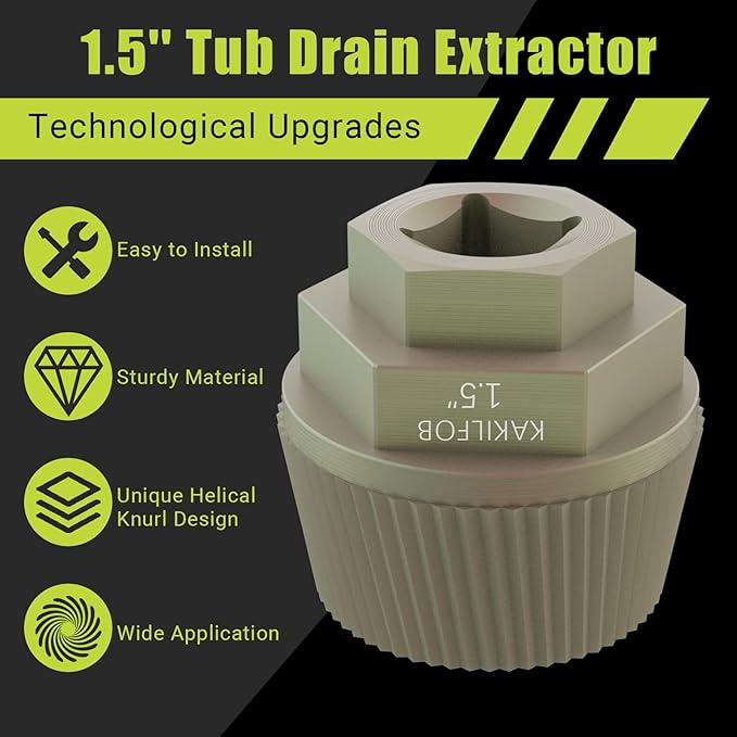 Tub Drain Removal Tool, Plating Coating Tub Drain Extractor with 1-inch Socket, Remove the Old, Broken, Stubborn, Rusted Drain Tub Bathtub Stopper, Strong Grab Plumbing