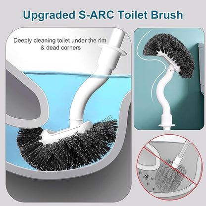 Toilet Bowl Brush and Holder 3 Pack Sturdy Plastic Long Handled Toilet Brushes for Bathroom with Ventilated Base Easy to Assemble for Deep Cleaning (White 3)