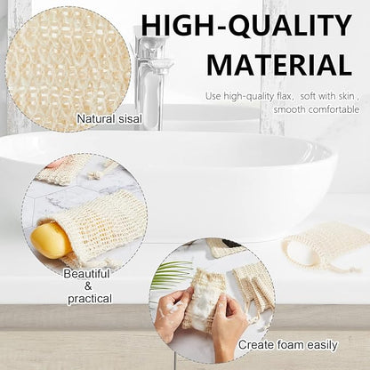 Cunhill 70 Pack Soap Saver Bag Bar Exfoliating Pouch Sisal Soap Savers Mesh Bag with Drawstring Foaming and Drying Holder for Bath and Shower