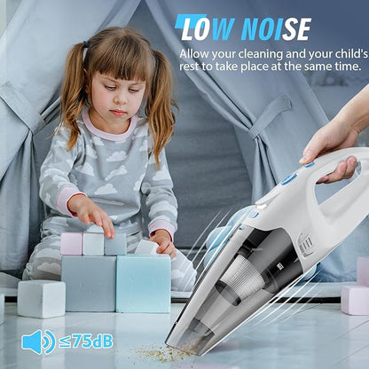 FUOAYOC Handheld Vacuum Cordless for Home/Car/Office, 6KPA Powerful Suction & 1.6lbs Lightweight, Mini Portable Hand Held Vacuum Cleaner with LED Light & Multi Accessories, Car Cordless Rechargeable