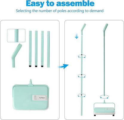 Eyliden Carpet Sweeper, Mini Size Lightweight Hand Push - No Noise, Non-Electric, Easy Manual Sweeping Only for Carpet Cleaning (Mint)