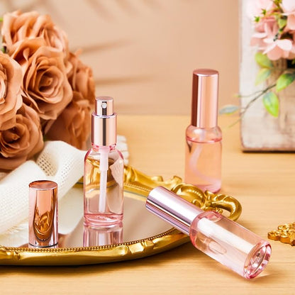 Tessco for you 1 Pcs Glass Spray Bottles Empty Perfume Atomizer Refillable Clear Decorative Empty Bottles with Fine Mist Sprayer Pump for Face Body Travel (Pink,1 oz)