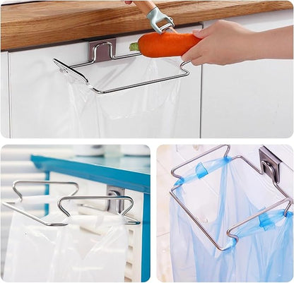 2-Pack RV Stainless Steel Trash Holder, Multi-Functional Hooks for Bathroom, Cabinet Door, Kitchen, Camper,RV Trash Can For Inside、Durable No-Punch Installation, Silver