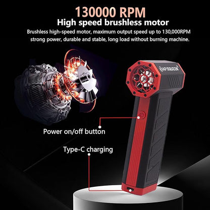 T2 Compressed Air Duster-130000RPM Cordless Electric Air Duster,4-Gear Adjustable Air Blower,Portable Rechargeable Turbo Fan for Computer,Keyboard,Car,Home Cleaning