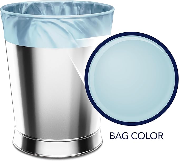 Color Scents Trash Bags 4 Gallon Ocean Mist | Twist Tie Closure | Light Blue | With Microban Technology | 60 Bags, Pack of 8
