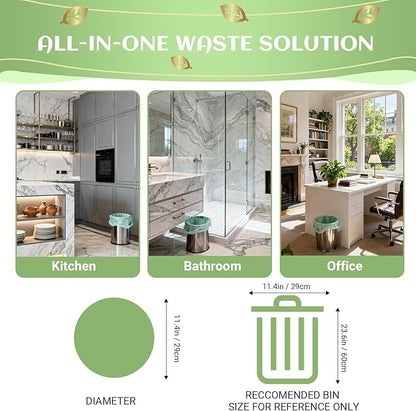 Compostable Trash Bags with Handles – 8 Gallon (30L), 60 Count | Premium Thick BPI & OK Compost Industrial Certified, Tall Slim-Fit Design for 5–8 Gallon Kitchen & Compost Bins