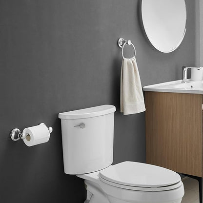 RUMOSE Toilet Paper Holder and Hand Towel Ring Polished Chrome Wall Mount Bathroom Hardware Accessories 2 PCS Set Flexible Pivoting Toilet Tissue Roll Holder and Towel Hanger, Stainless Steel