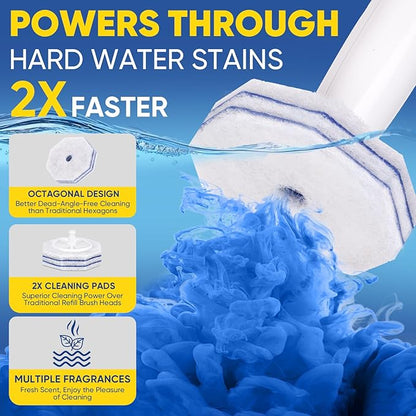 30Ct Aromative Toilet Brush Refills, Toilet Bowl Cleaner Refills, Double-Layer Cleaning Pads Added, Compatible with Most Toilet Brushes，Blue Ocean（Patented）